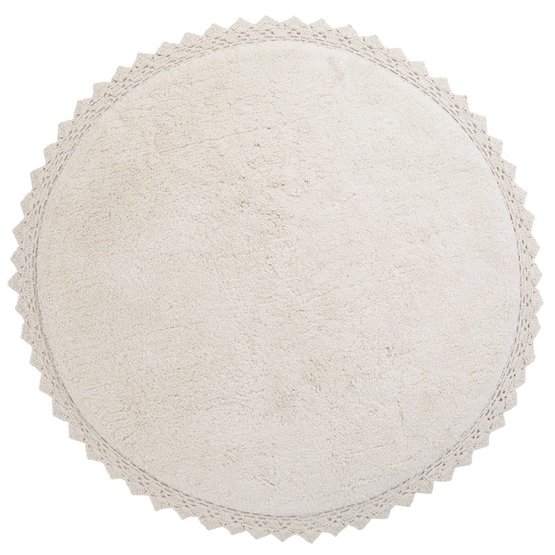 PERLA Ecru rug crochet finish