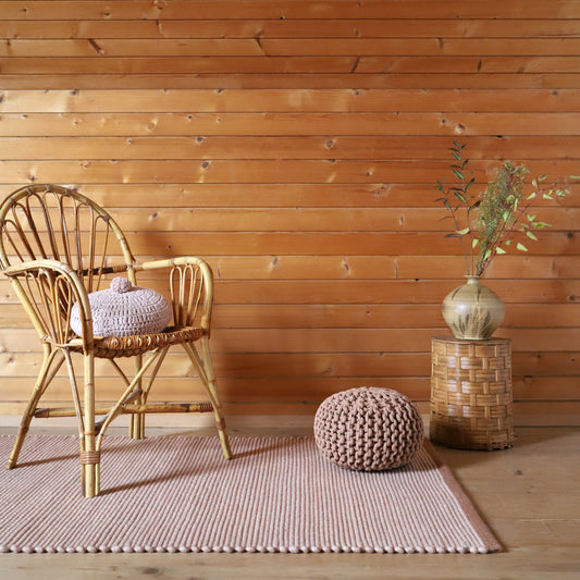 Bergen Nude is a rectangular rug made of a mixture of wool and recycled polyester.