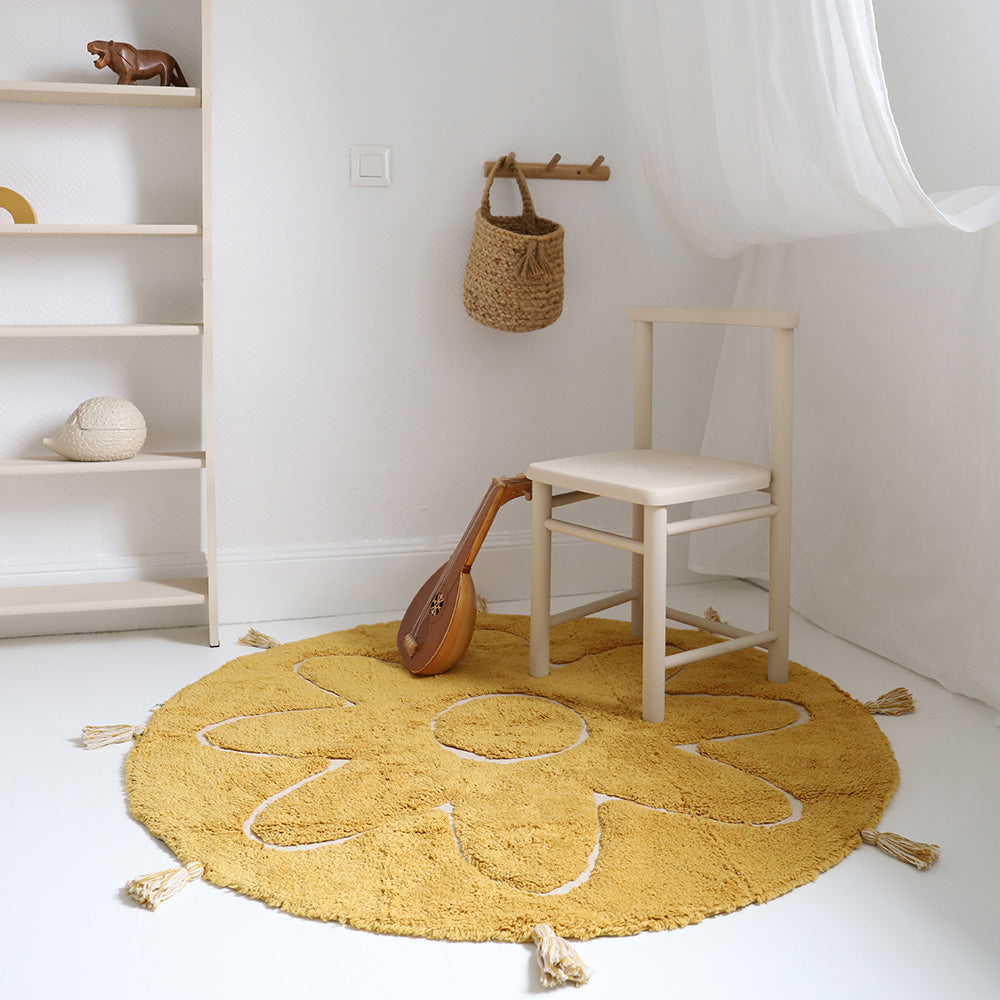 YVA Mango bohemian children's rug with pompoms