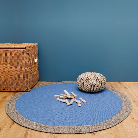NOLAN BLUE braided wool children's rug