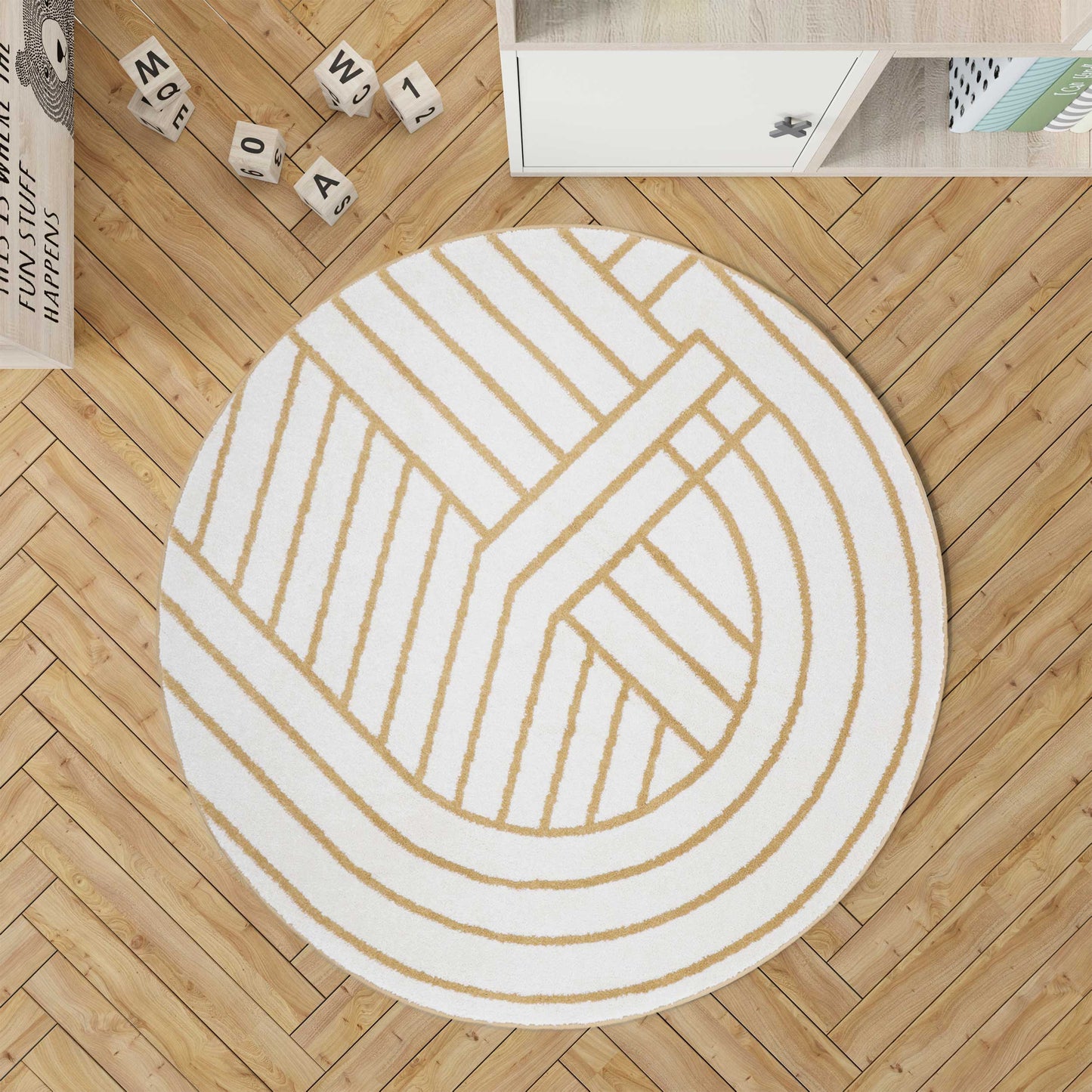 LUISA S geometric round rug