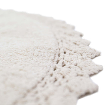 PERLA Ecru rug crochet finish