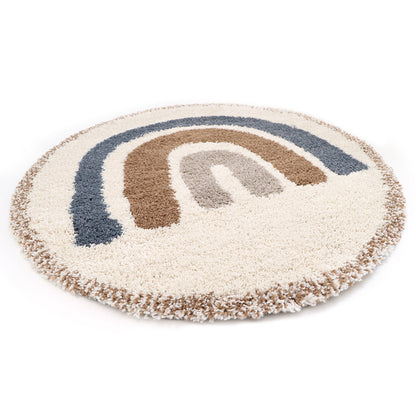 BOHEMIAN RAINBOW BLUE round children's rug with rainbow pattern