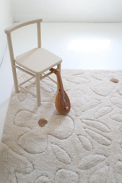 GENTLE FLORA Children's bedroom carpet in washable cotton with flowers