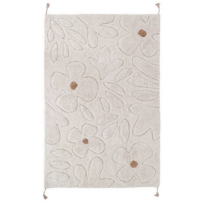 GENTLE FLORA Children's bedroom carpet in washable cotton with flowers