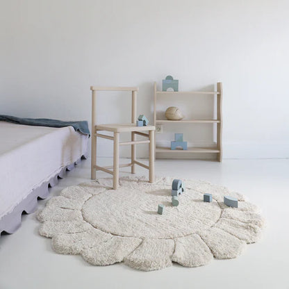 GABRIELLE Round washable cotton children's bedroom rug with ‘petals’ finish