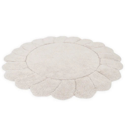 GABRIELLE Round washable cotton children's bedroom rug with ‘petals’ finish