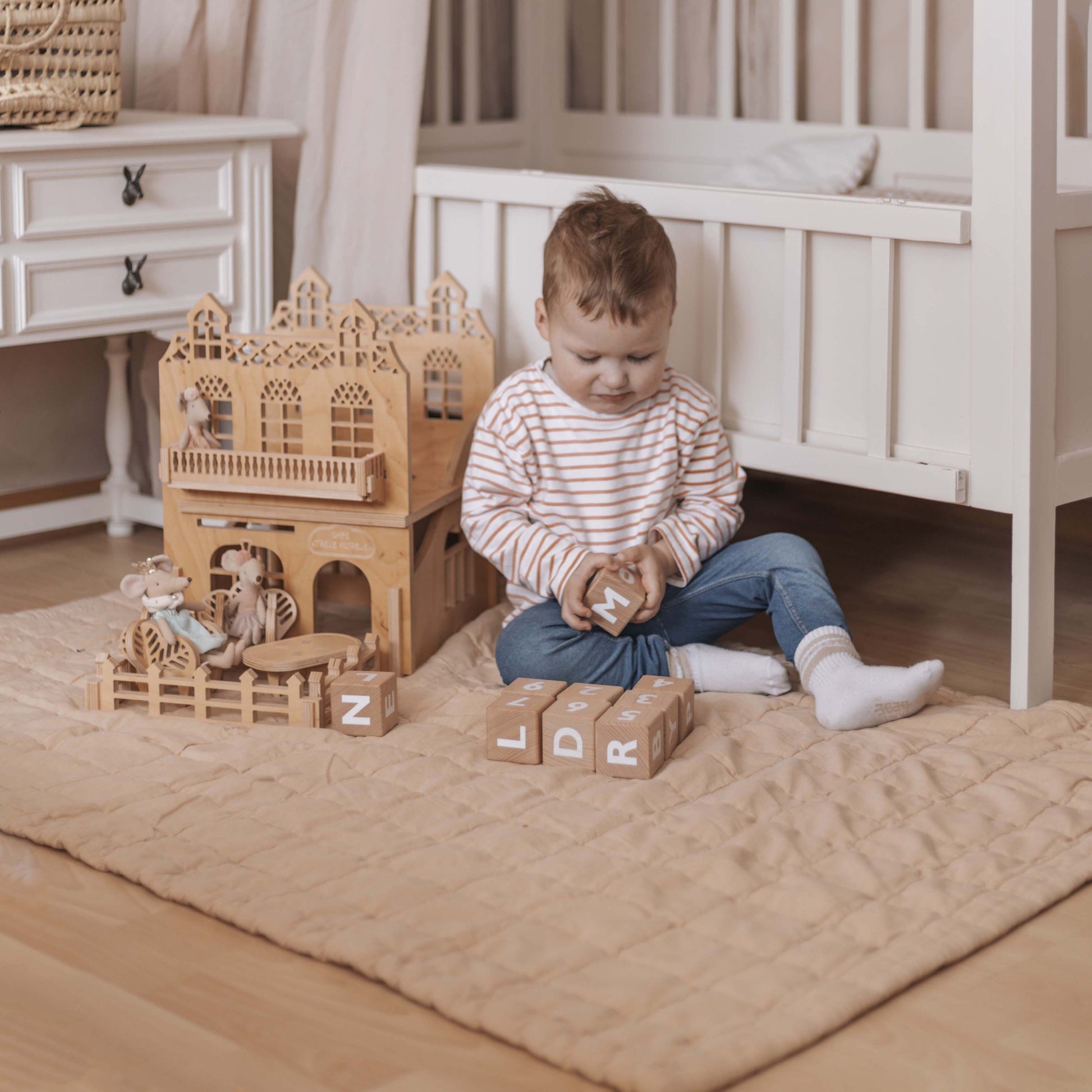 ANNA TERRACOTTA LAVE M reversible baby blanket 
